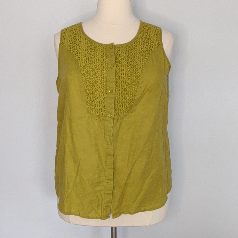 Lime green button up tank